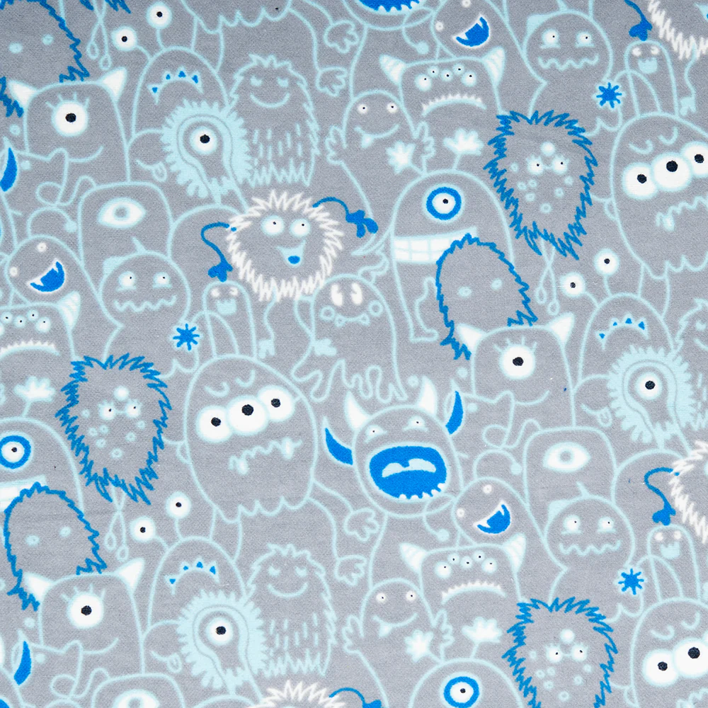 CHARLIE Printed Flannelette - LIL'MONSTERS - Grey
