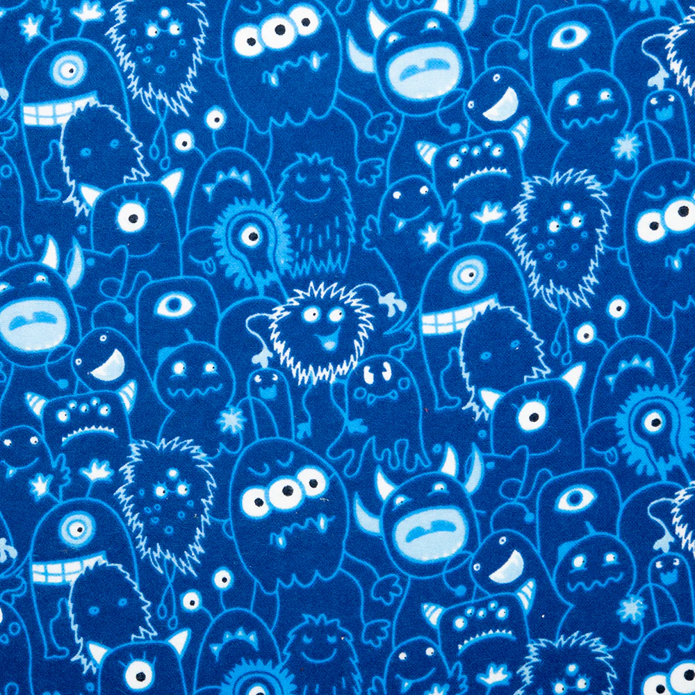 CHARLIE Printed Flannelette - LIL'MONSTERS - Navy