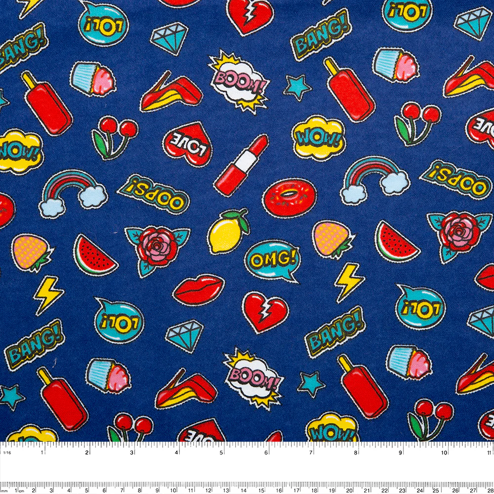 CHARLIE Printed Flannelette - Stickers - Blue - Image 2