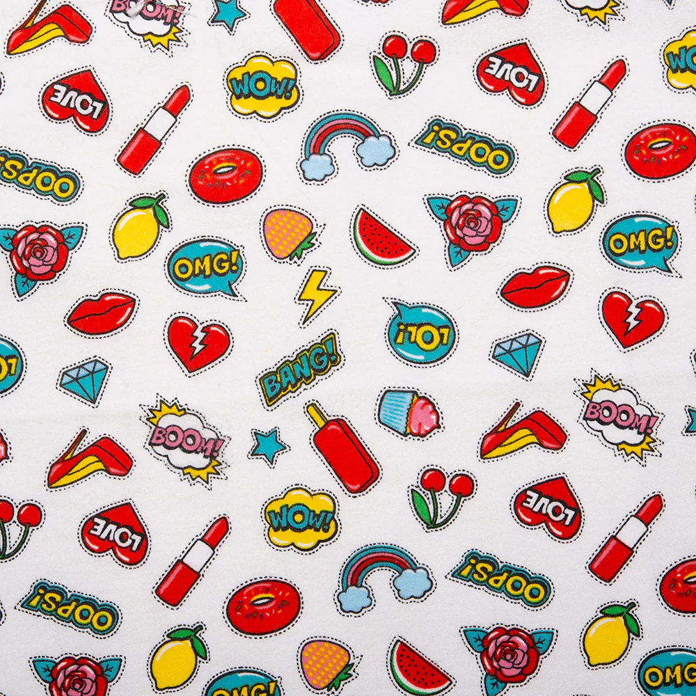 CHARLIE Printed Flannelette - Stickers - White