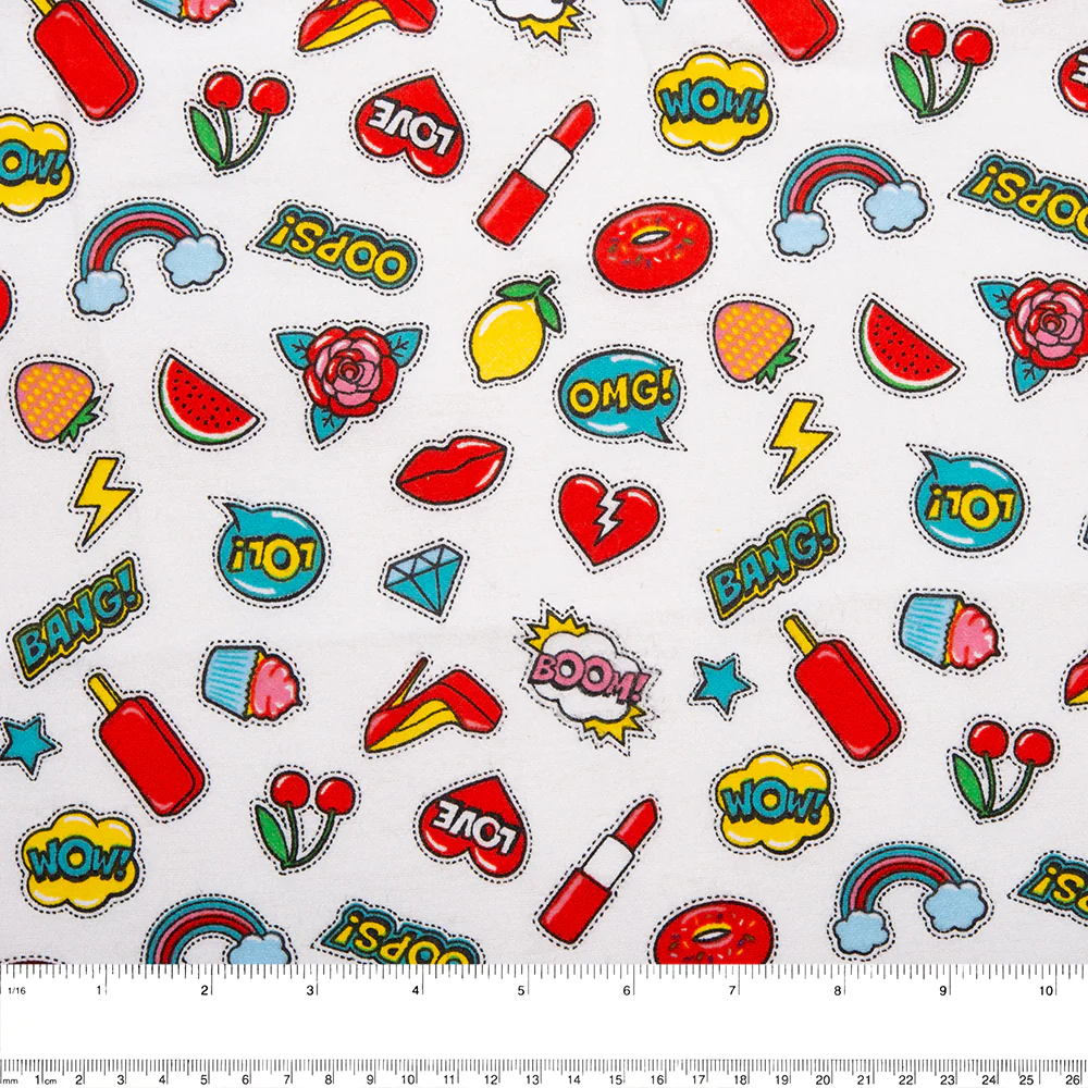CHARLIE Printed Flannelette - Stickers - White - Image 2