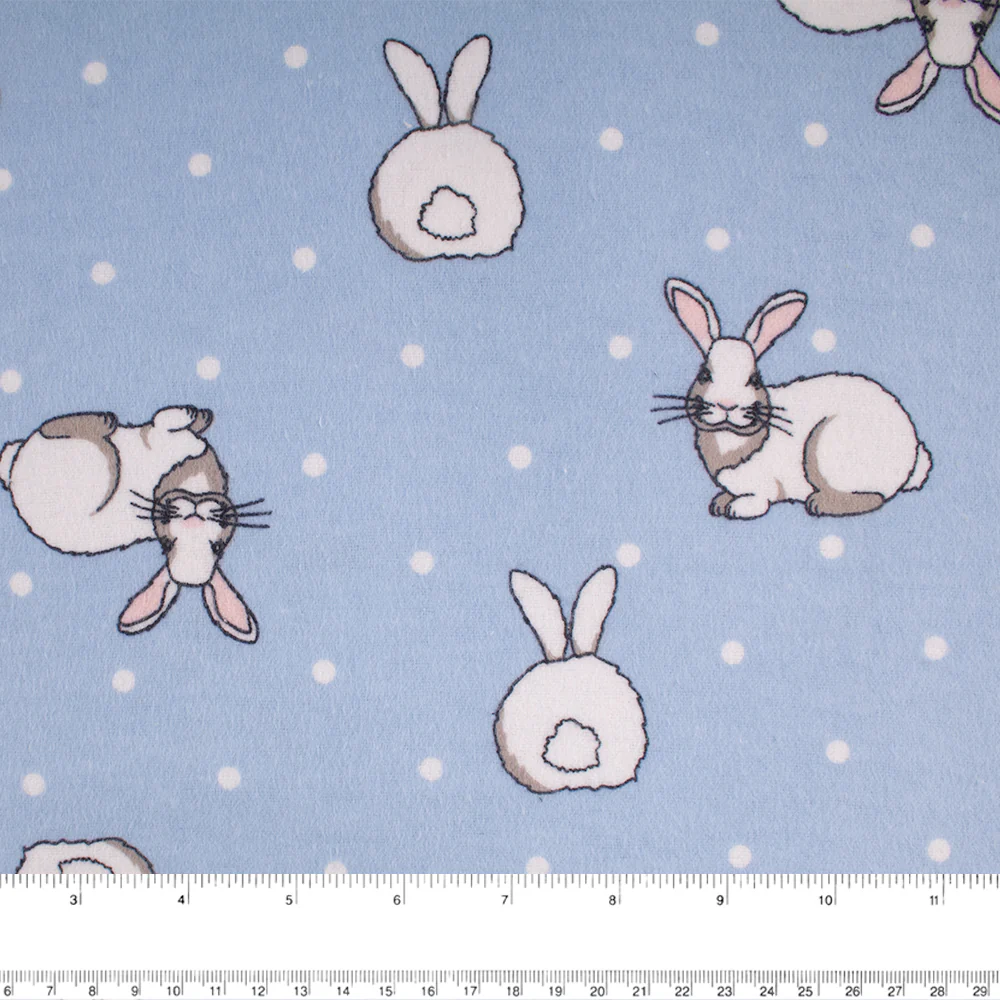 CHELSEA Flannelette Print - Bunny - Blue - Image 2