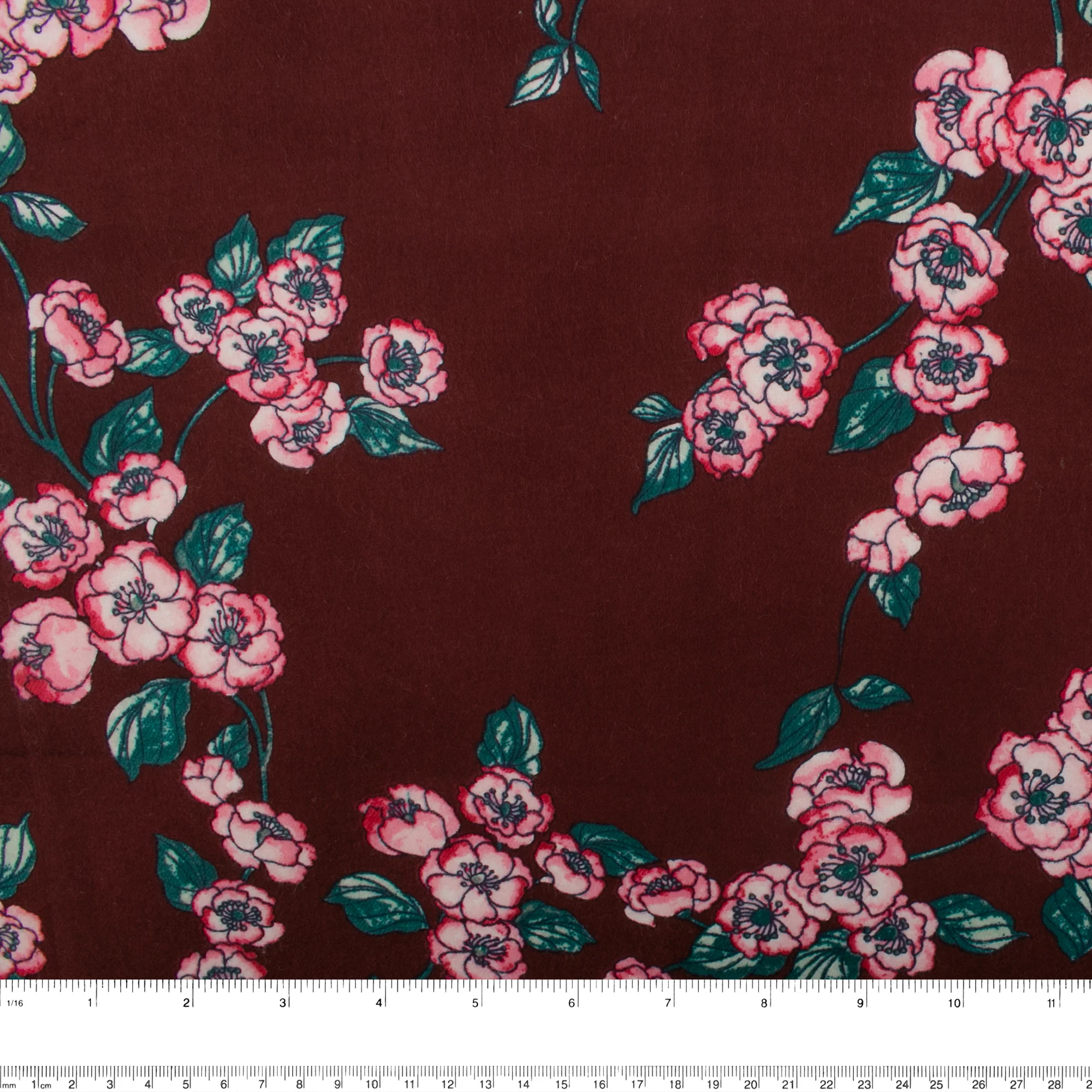 CHELSEA Flannelette Print - Flowers branch - Burgundy - Image 2