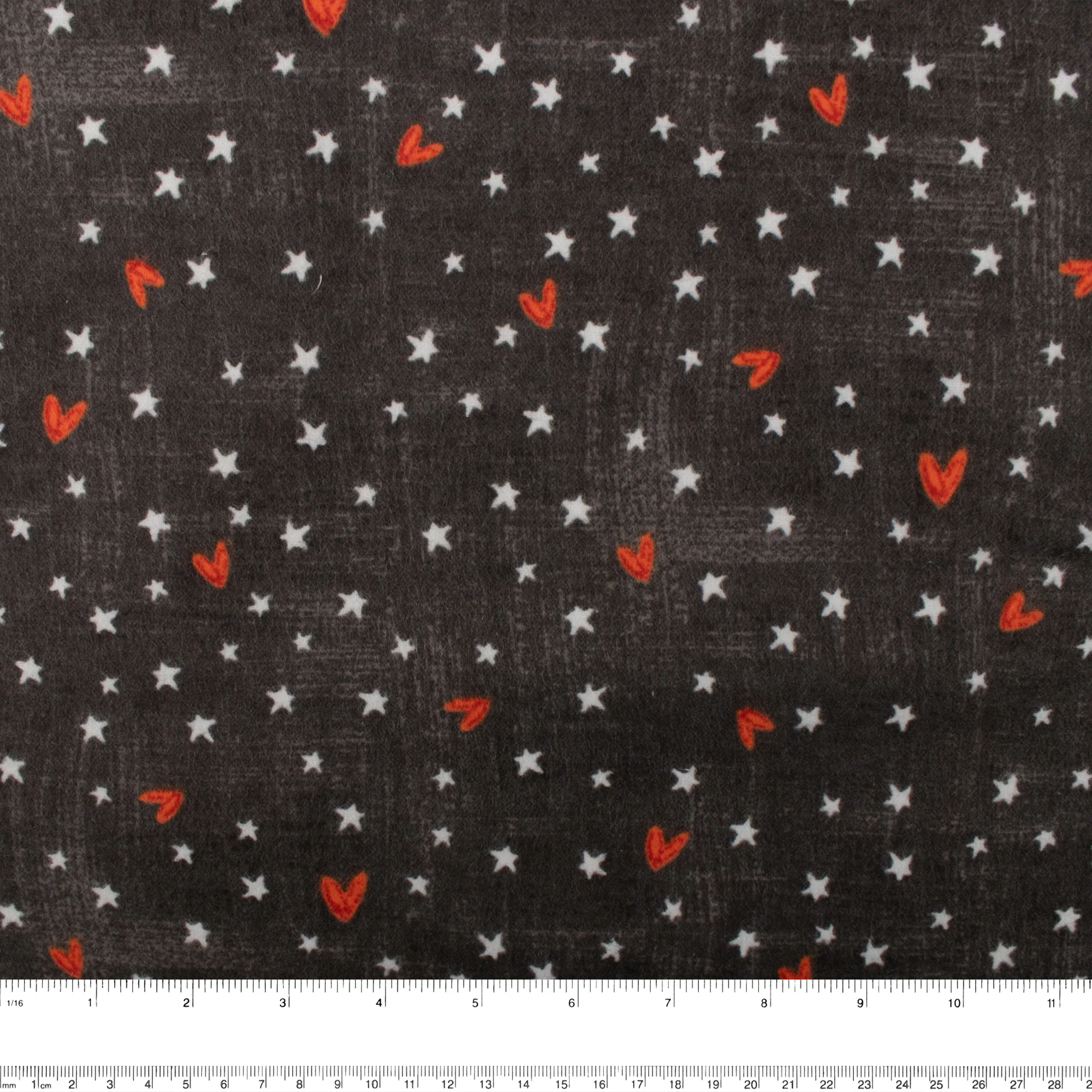 CHELSEA Flannelette Print - Heart / Stars - Charcoal - Image 2