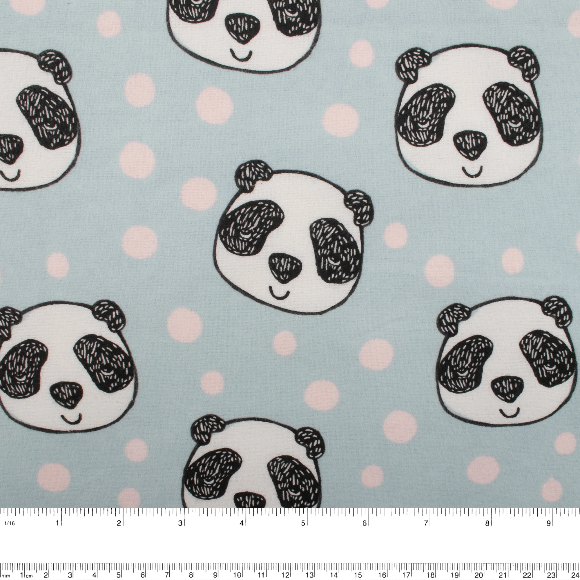 CHELSEA Flannelette Print - Panda / Dots - Blue - Image 2