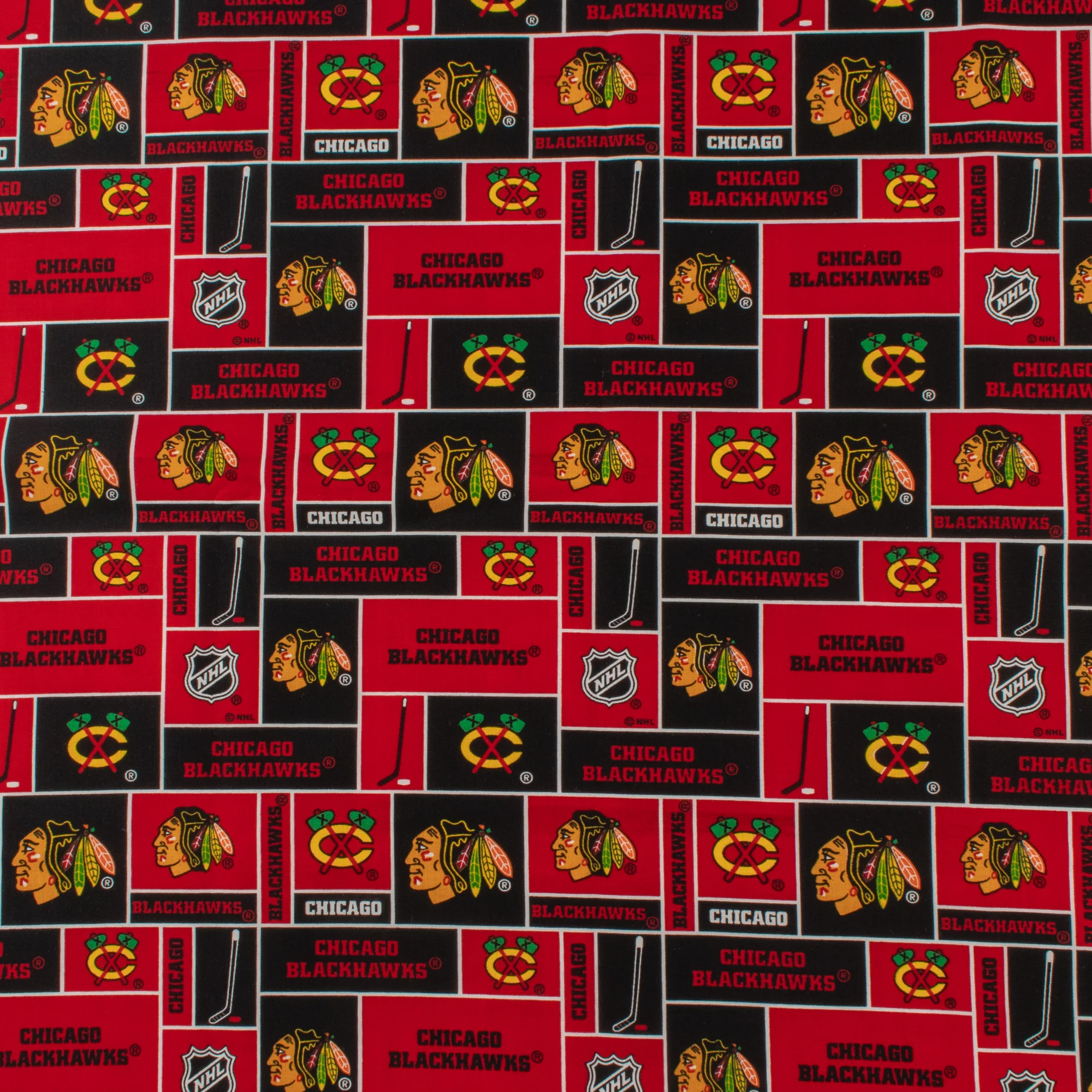 Chicago Blackhawks - NHL Cotton Print - Logo - Red 2
