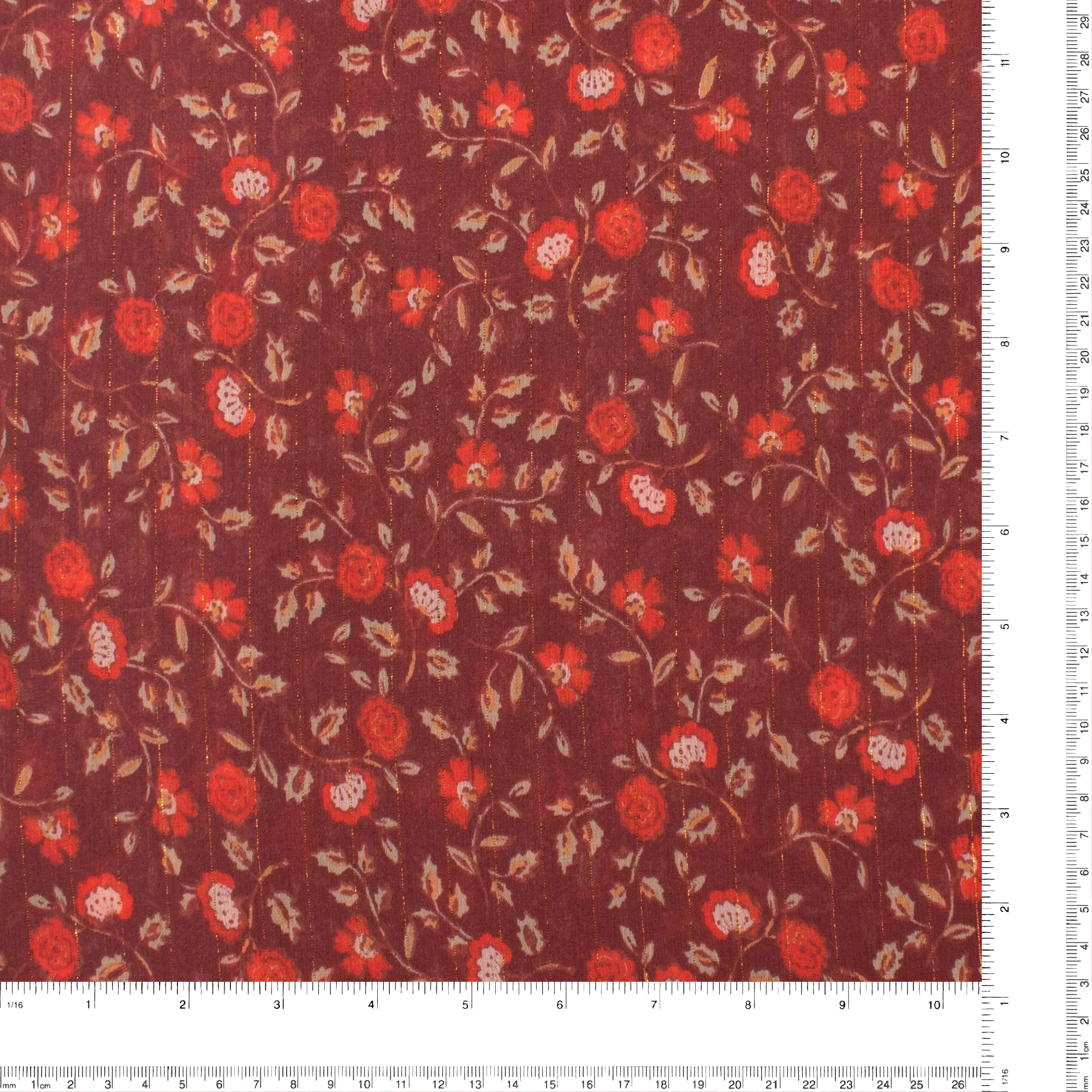 Chiffon with Metallic Print - CANNES - 005 - Calico - Deep Wine - Image 3