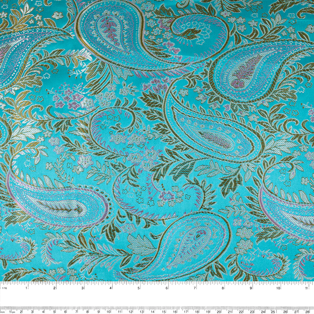 Chinese Brocade - Paisley - Aqua - Image 2