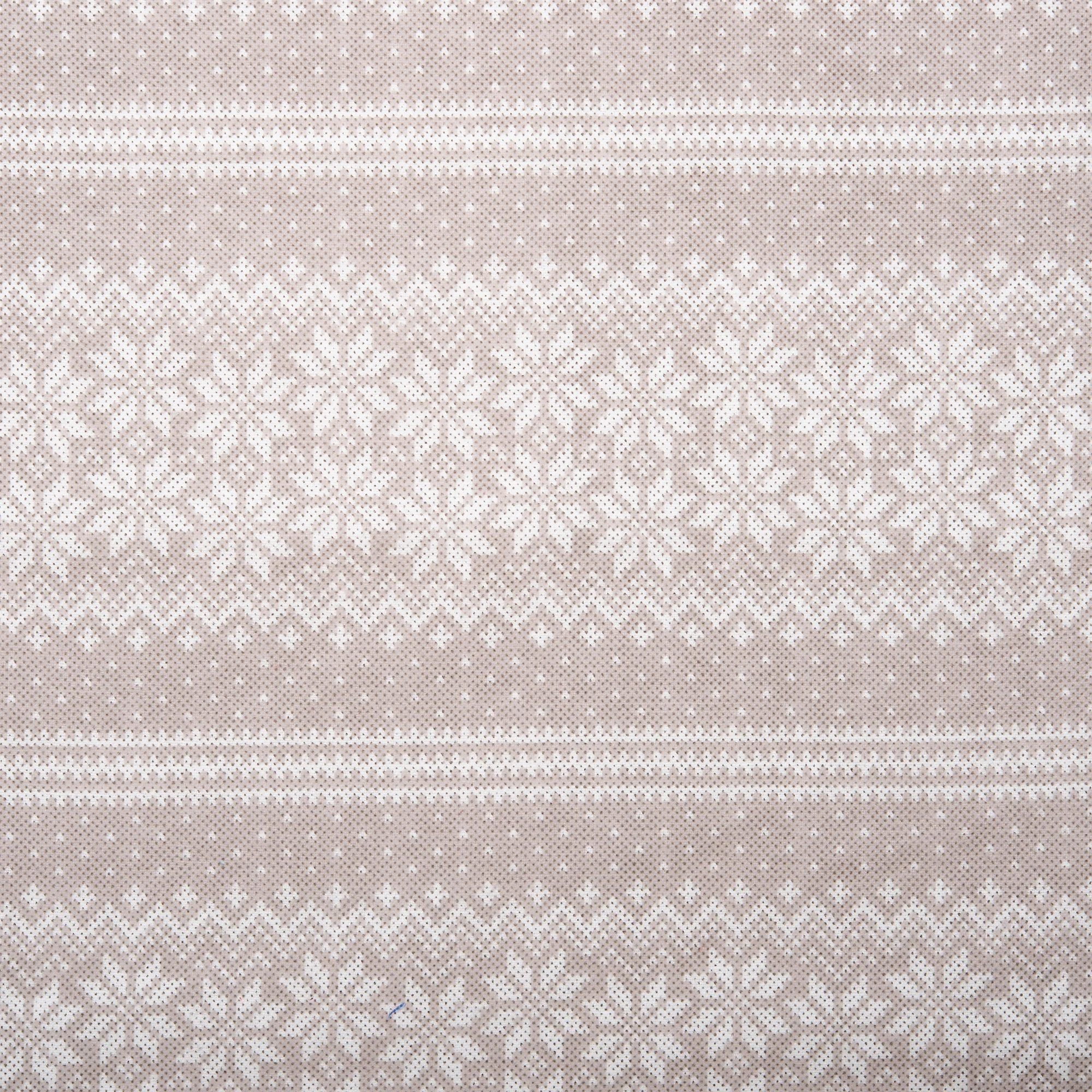 Christmas Flannelette Print - Snowflakes Stripes - Beige