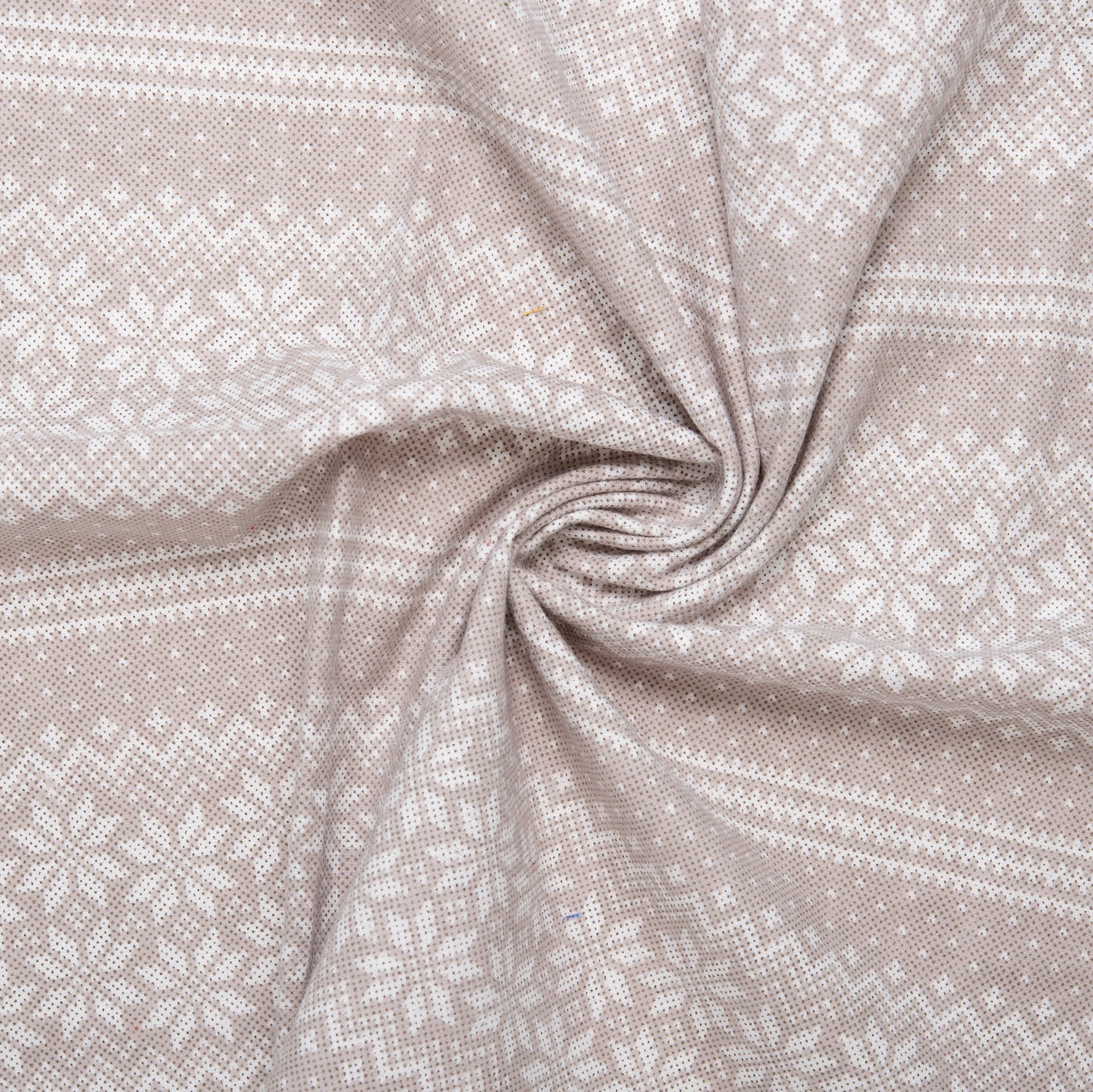 Christmas Flannelette Print - Snowflakes Stripes - Beige - Image 2