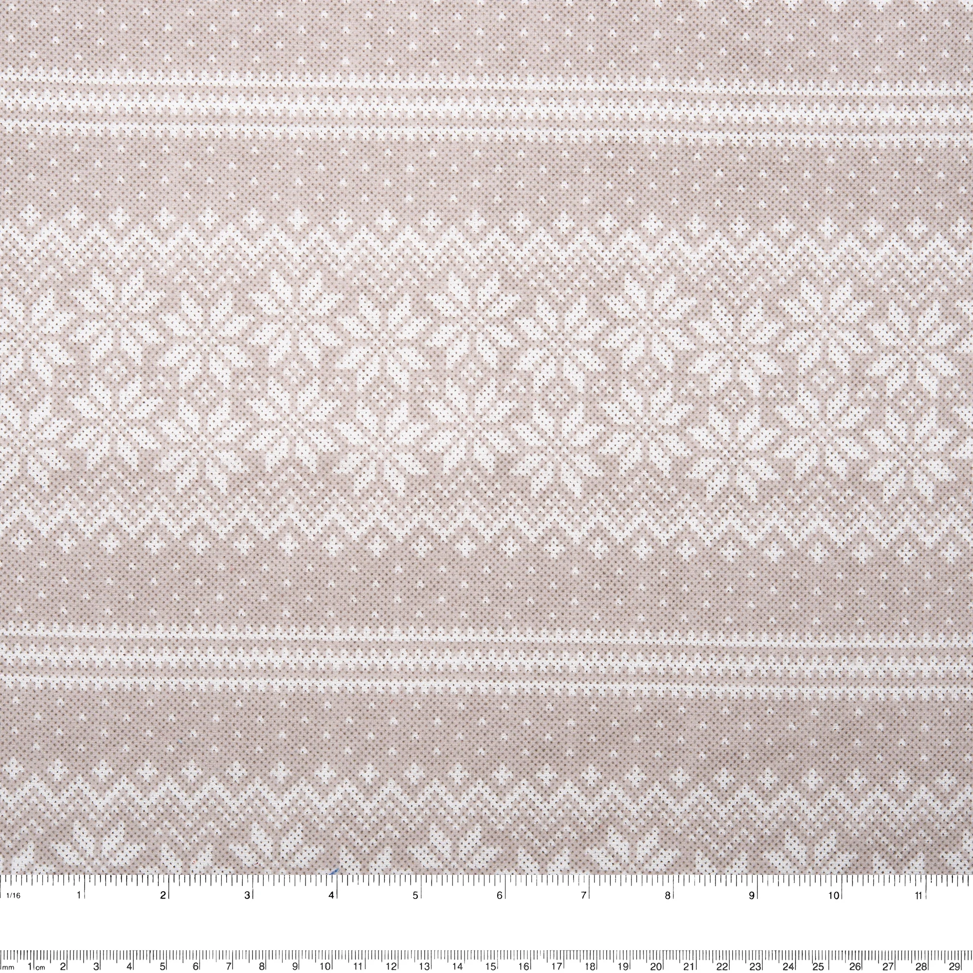 Christmas Flannelette Print - Snowflakes Stripes - Beige - Image 3