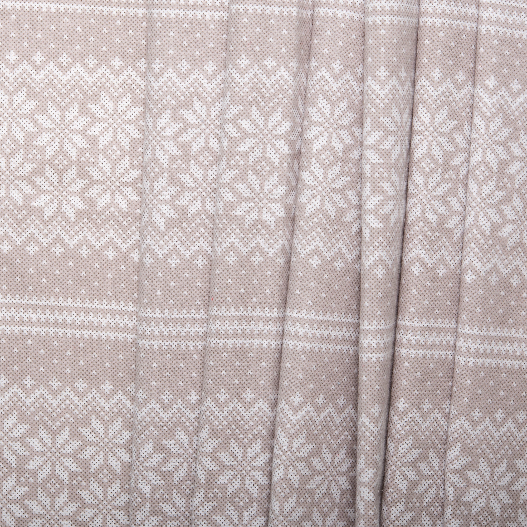 Christmas Flannelette Print - Snowflakes Stripes - Beige - Image 4