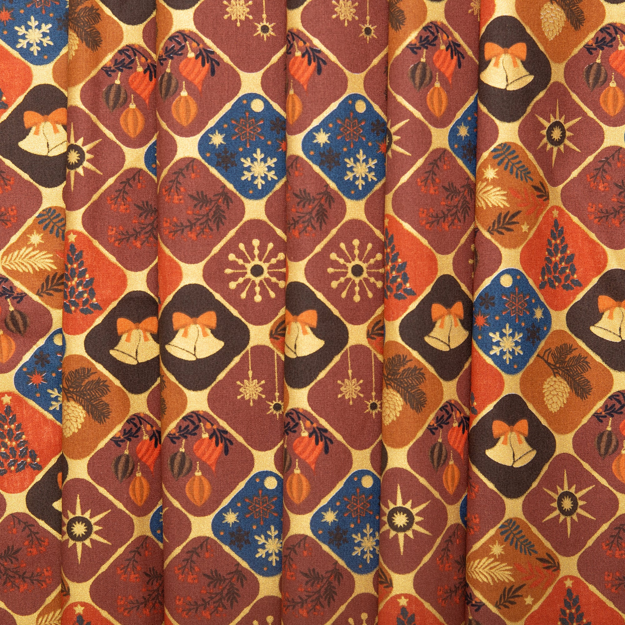 Christmas printed cotton - Diamonds - Brown - Image 4