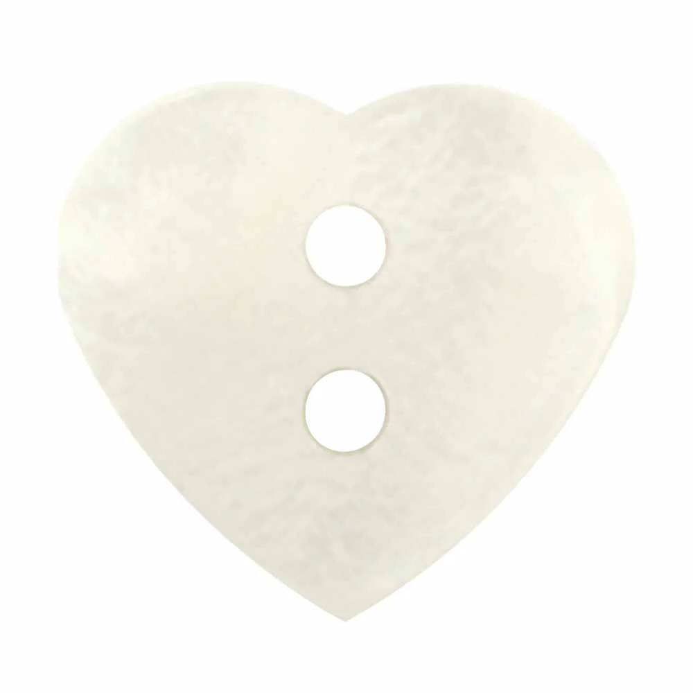 CIRQUE Novelty 2-Hole Button - White - 15mm (⅝") - Heart