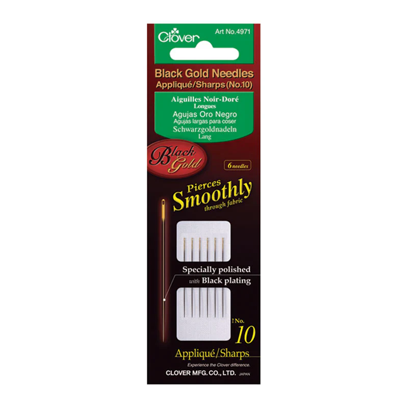 CLOVER - Black Gold Appliqué Needles - Sharps #10