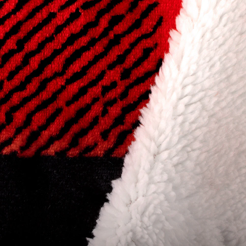 Coral Fleece Bonded to Fur - Plaids - Red - Image 4