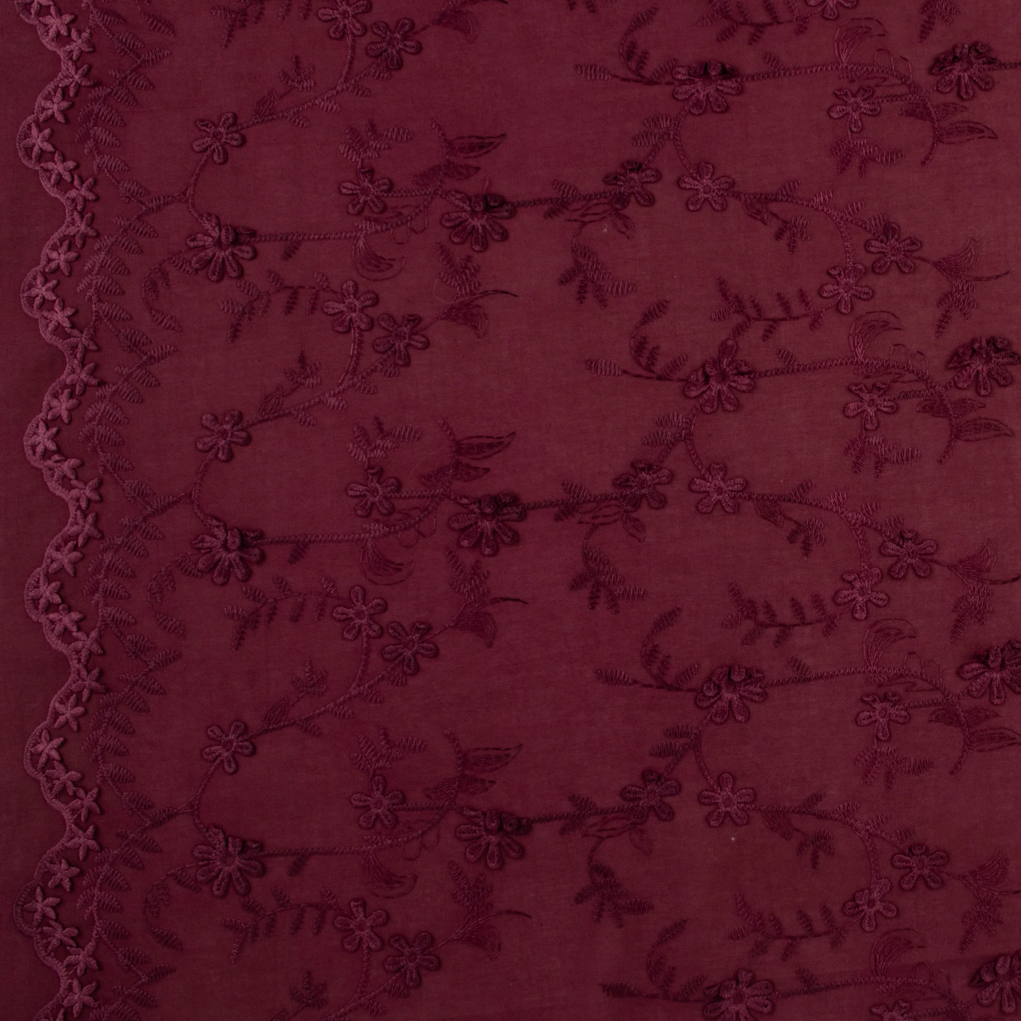 Cotton 3D Embroidery - IN BLOOM - 002 - Wine