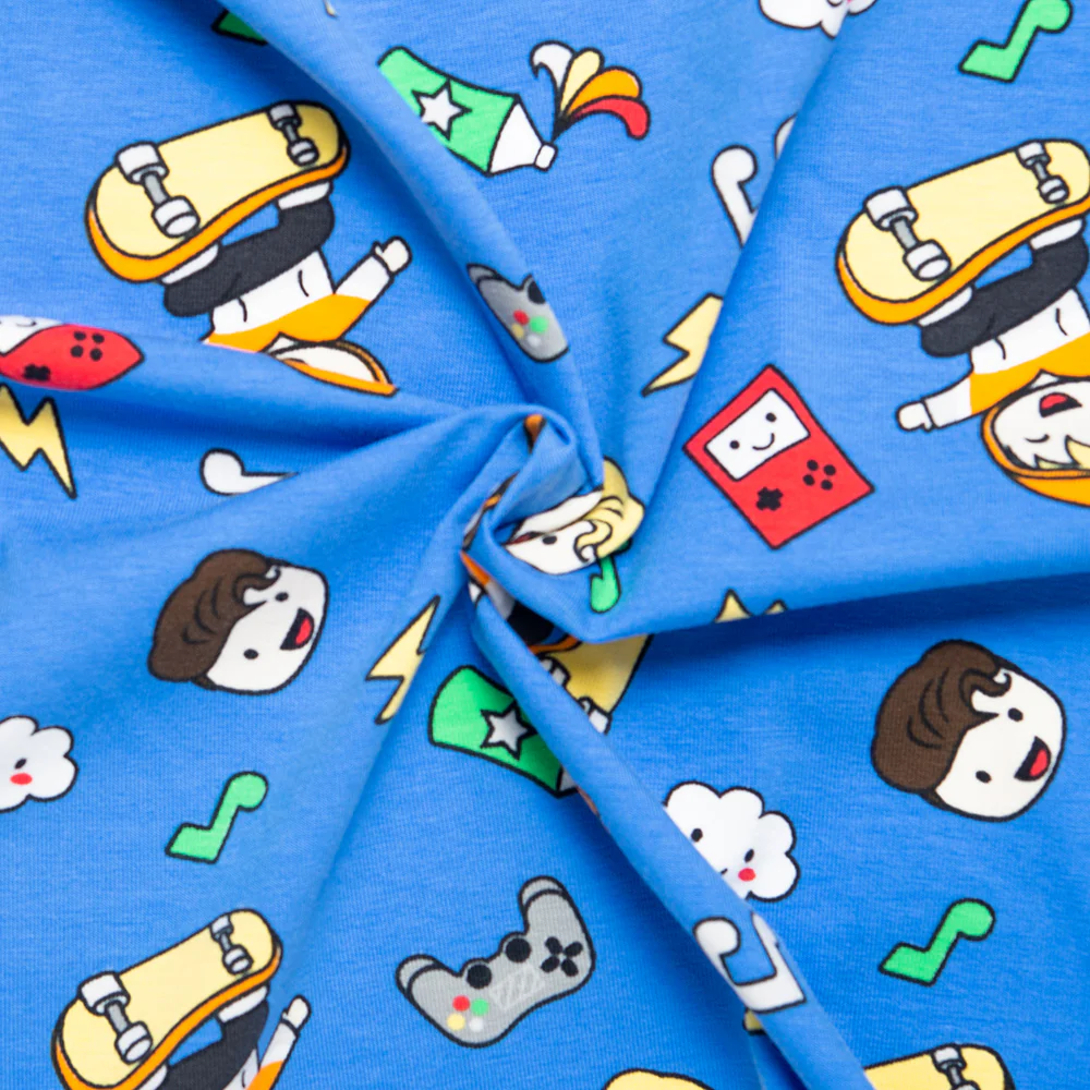 Cotton Lycra Knit Print - IMA-GINE F21 - Comic - Blue - Image 2
