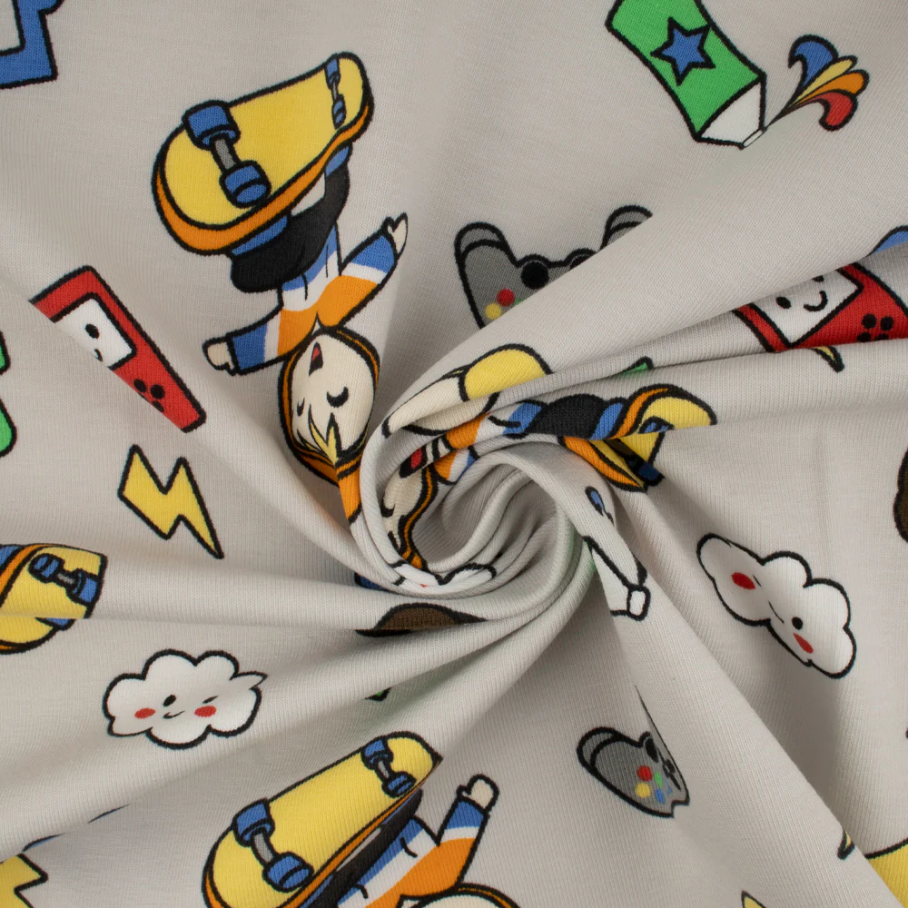 Cotton Lycra Knit Print - IMA-GINE F21 - Comic - Grey - Image 2
