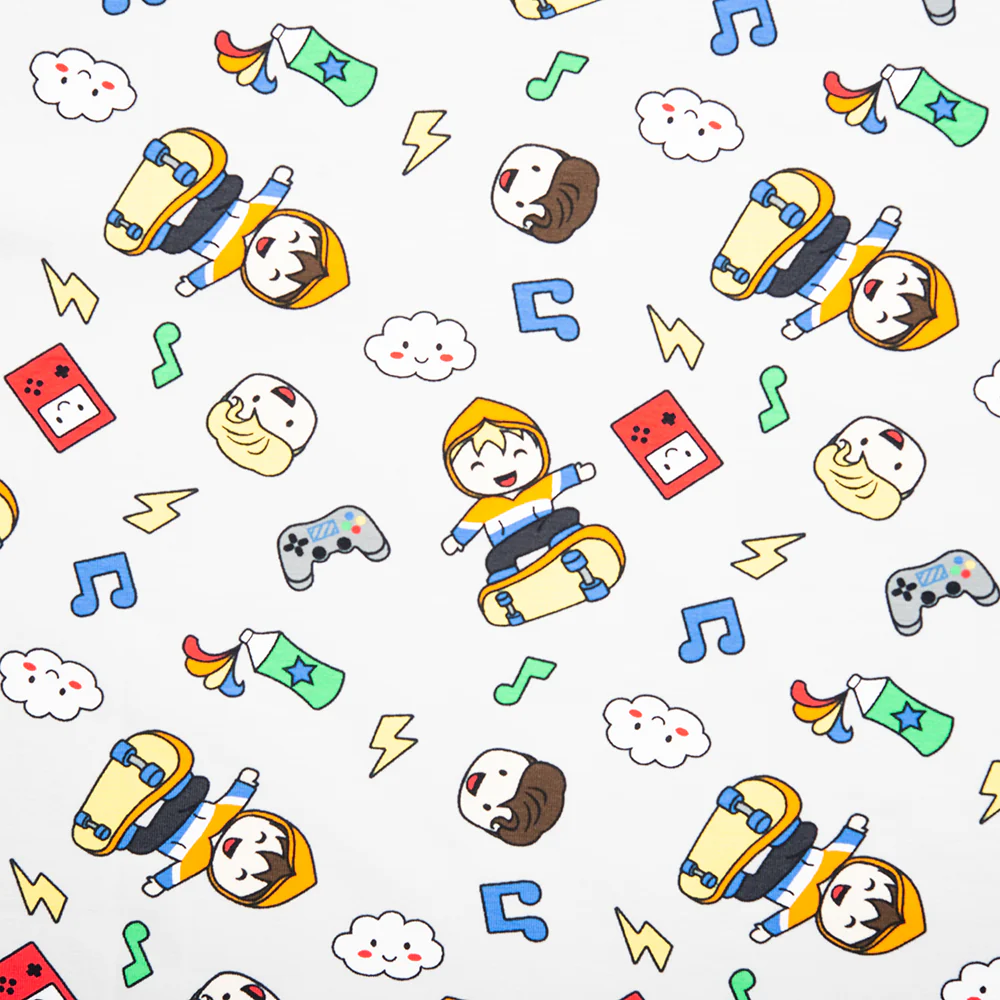 Cotton Lycra Knit Print - IMA-GINE F21 - Comic - White