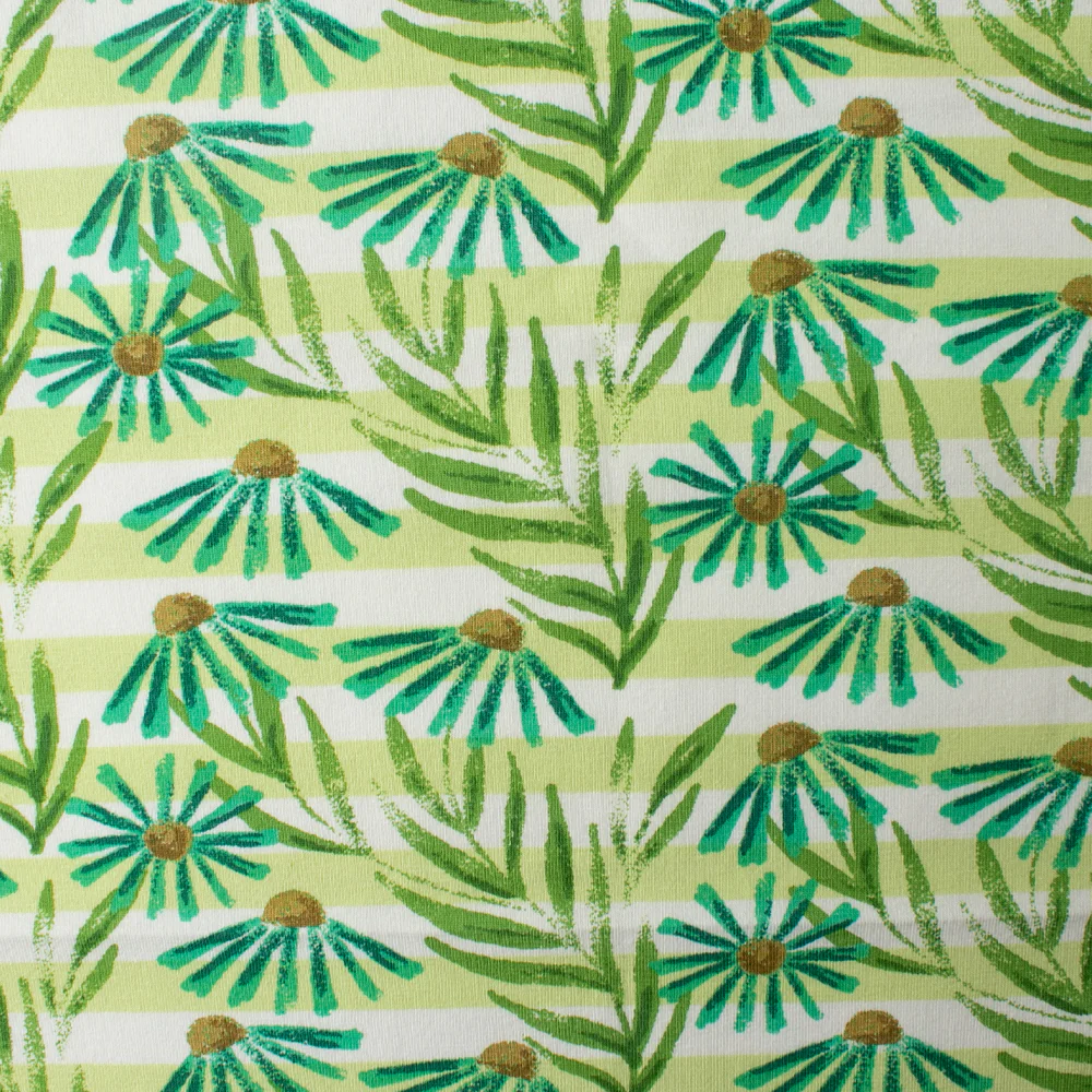 Cotton Lycra Knit Print - IMA-GINE F21 - Daisy - Green