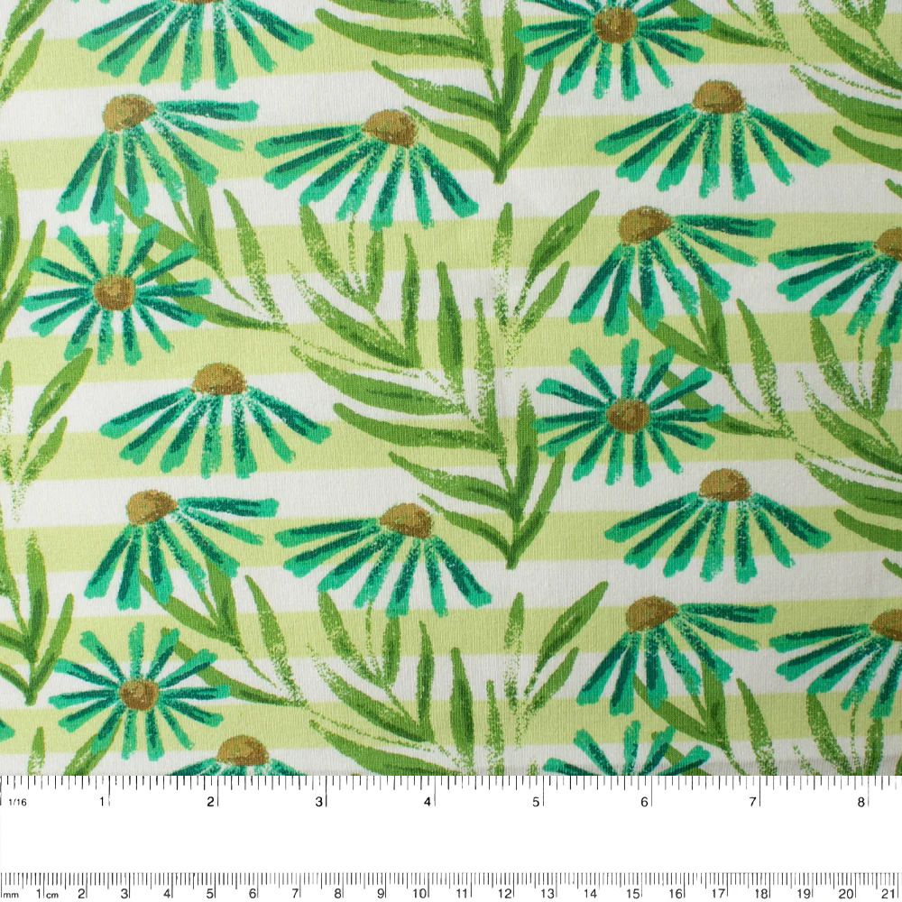 Cotton Lycra Knit Print - IMA-GINE F21 - Daisy - Green - Image 3