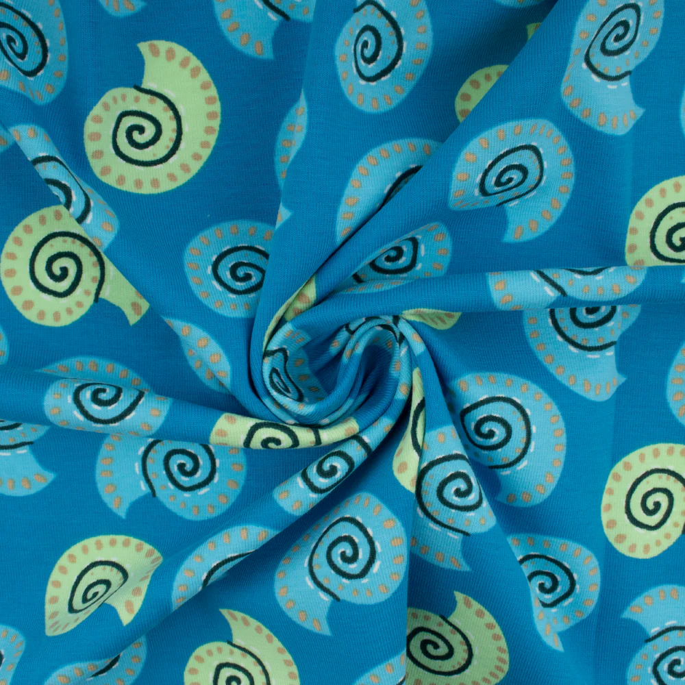 Cotton Lycra Knit Print - IMA-GINE F21 - Eggshell - Blue - Image 2