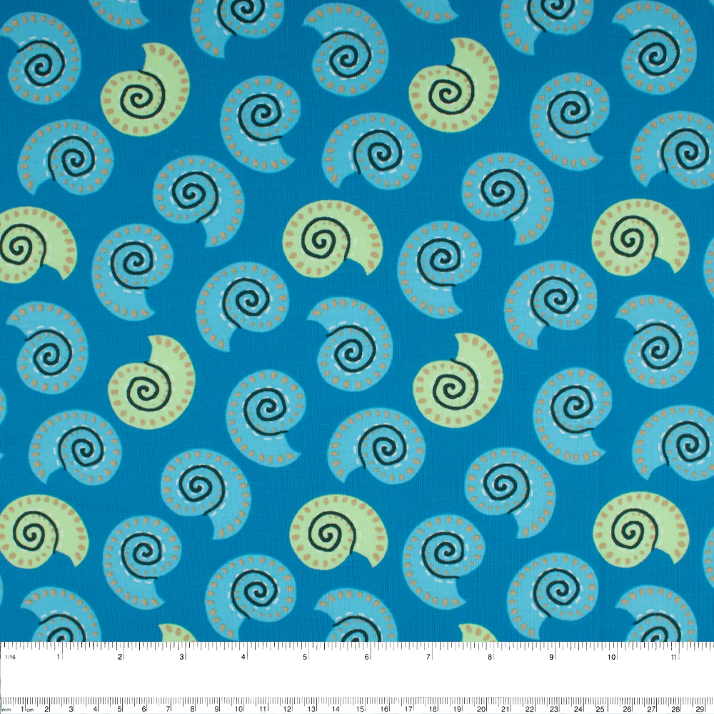 Cotton Lycra Knit Print - IMA-GINE F21 - Eggshell - Blue - Image 3