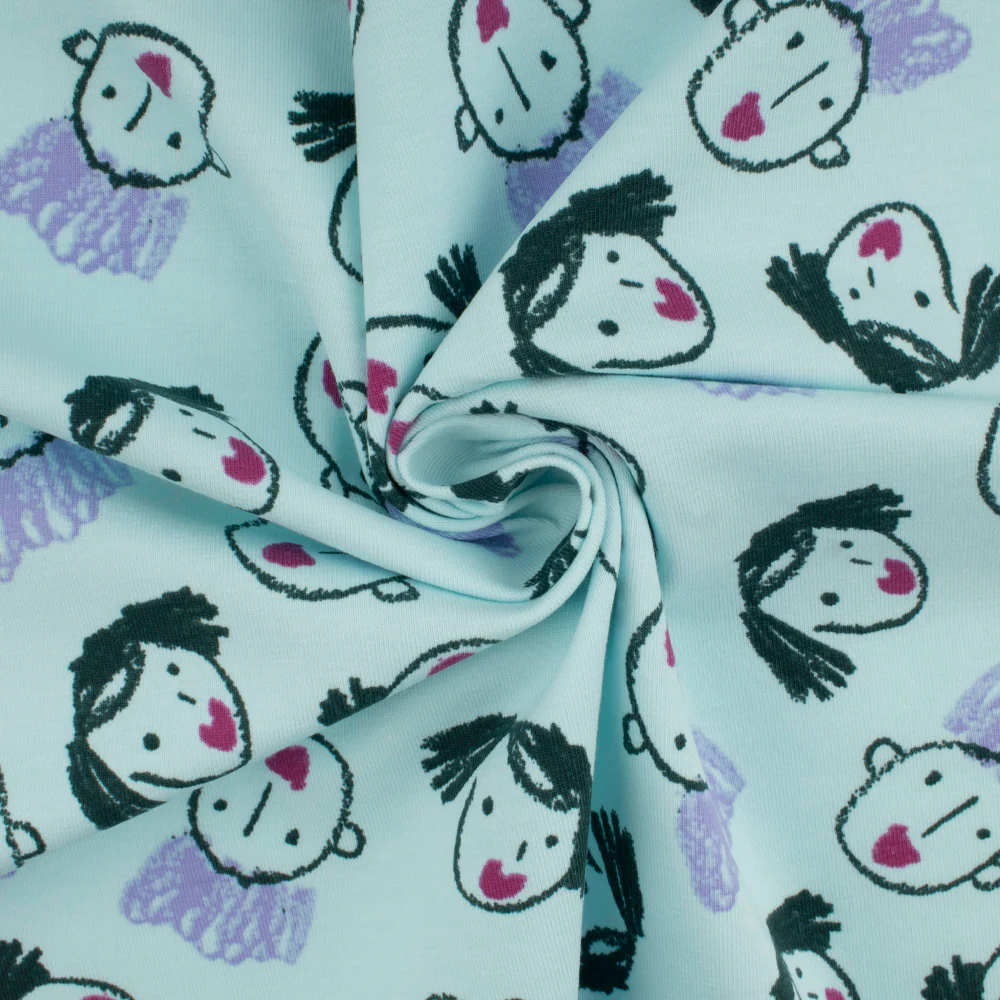 Cotton Lycra Knit Print - IMA-GINE F21 - Face - Aqua - Image 2