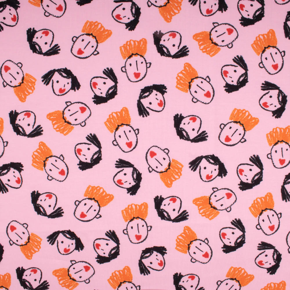Cotton Lycra Knit Print - IMA-GINE F21 - Face - Pink