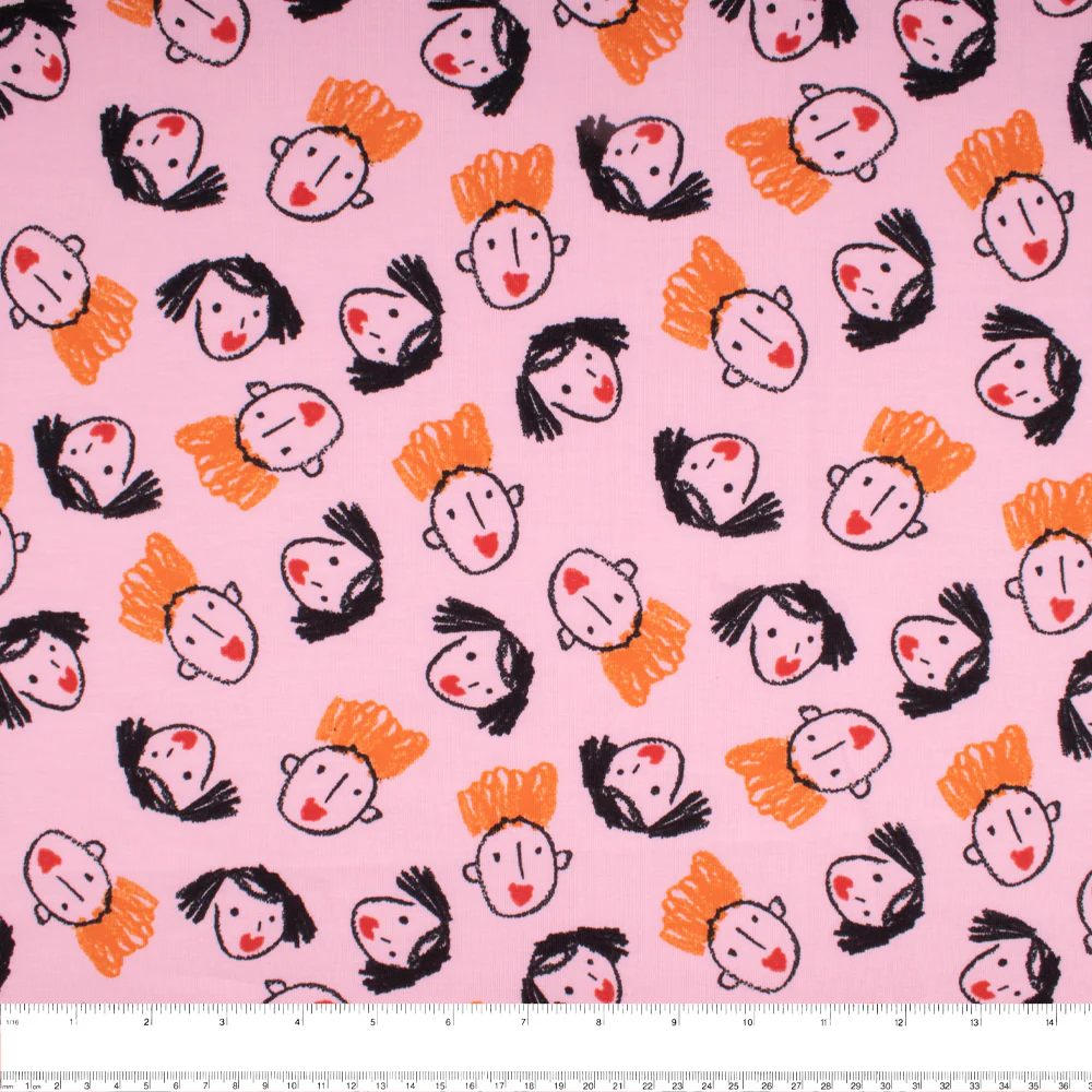 Cotton Lycra Knit Print - IMA-GINE F21 - Face - Pink - Image 3