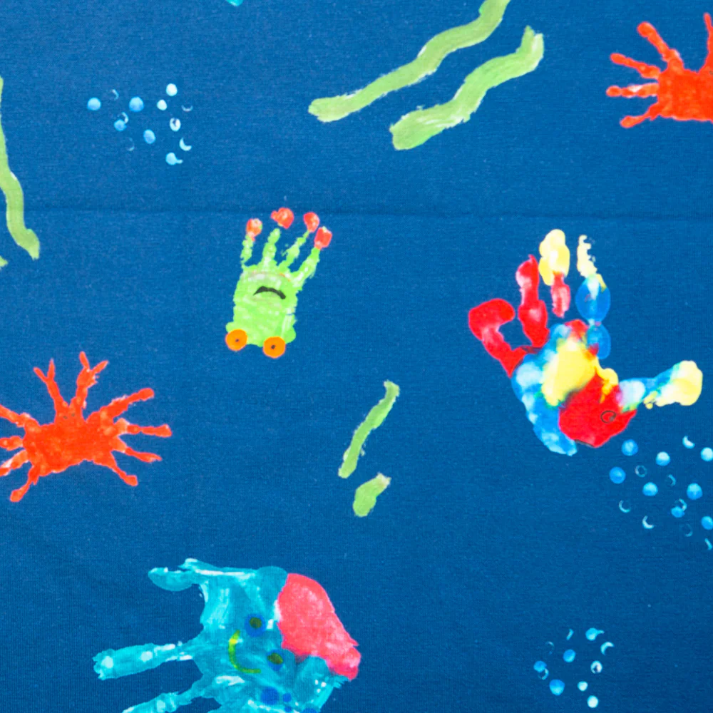 Cotton Lycra Knit Print - IMA-GINE F21 - Finger print - Blue