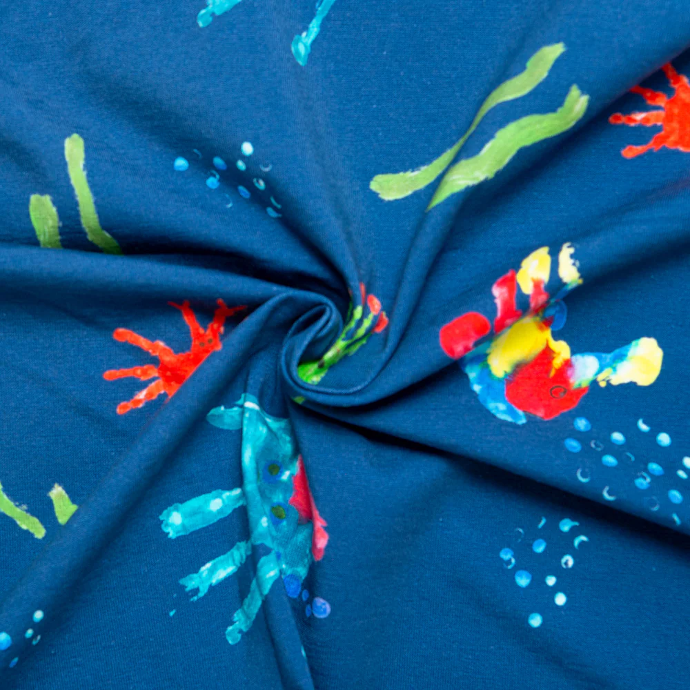 Cotton Lycra Knit Print - IMA-GINE F21 - Finger print - Blue - Image 2