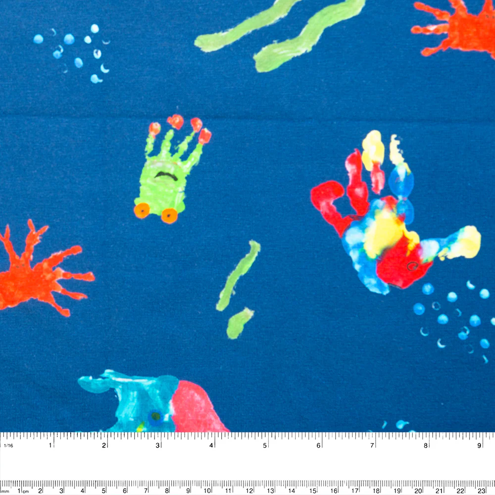 Cotton Lycra Knit Print - IMA-GINE F21 - Finger print - Blue - Image 3