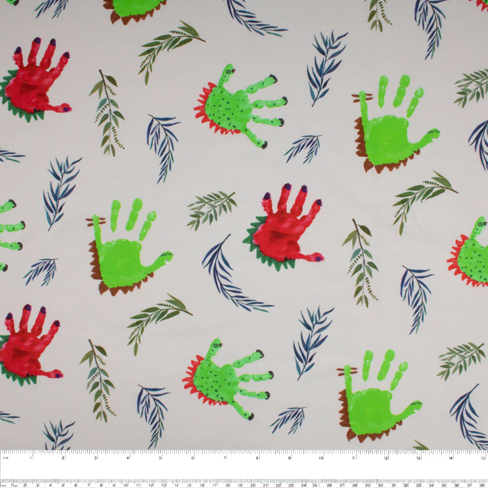 Cotton Lycra Knit Print - IMA-GINE F21 - Finger print - White - Image 3