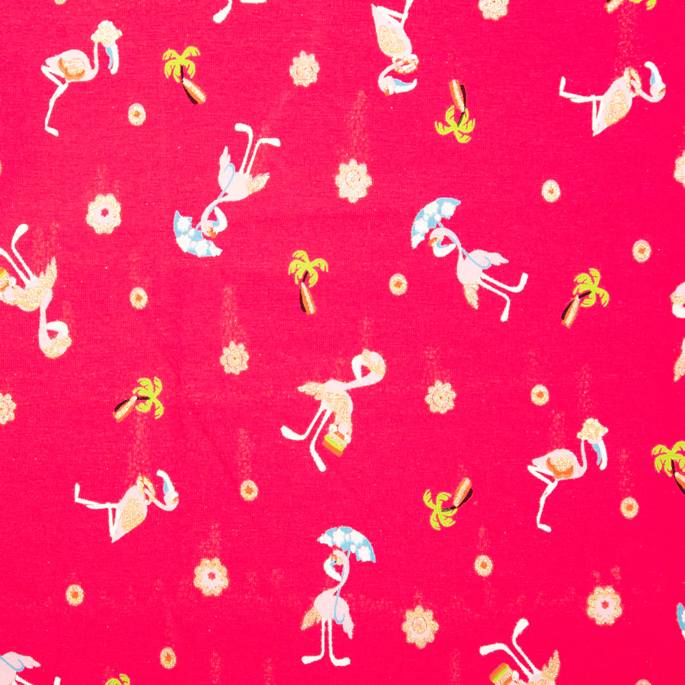 Cotton Lycra Knit Print - IMA-GINE F21 - Flamingo - Pink