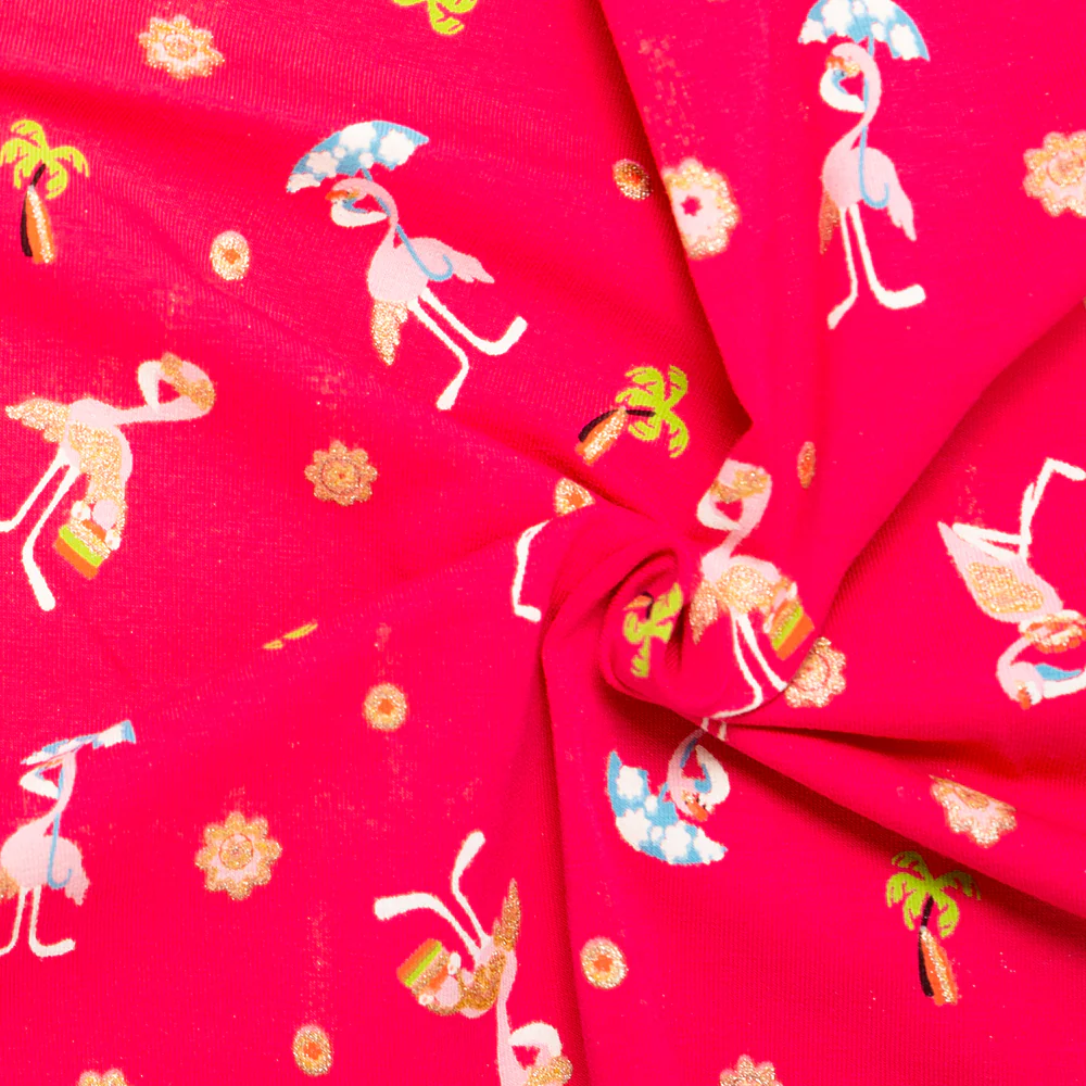 Cotton Lycra Knit Print - IMA-GINE F21 - Flamingo - Pink - Image 2