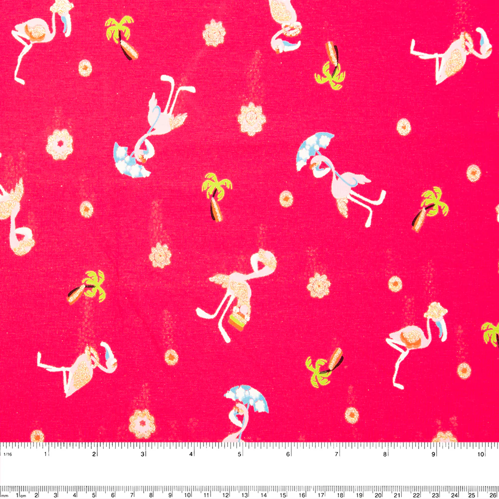 Cotton Lycra Knit Print - IMA-GINE F21 - Flamingo - Pink - Image 3