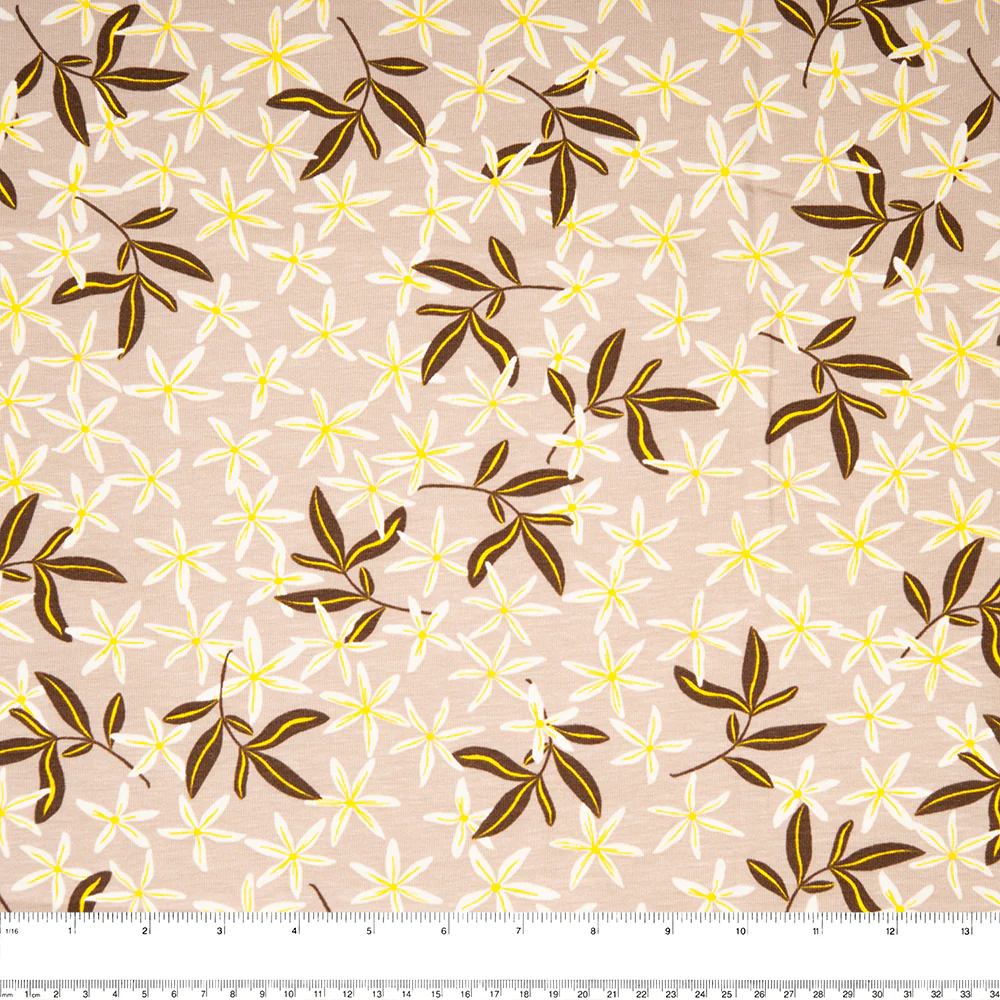 Cotton Lycra Knit Print - IMA-GINE F21 - Flowers - Brown - Image 3
