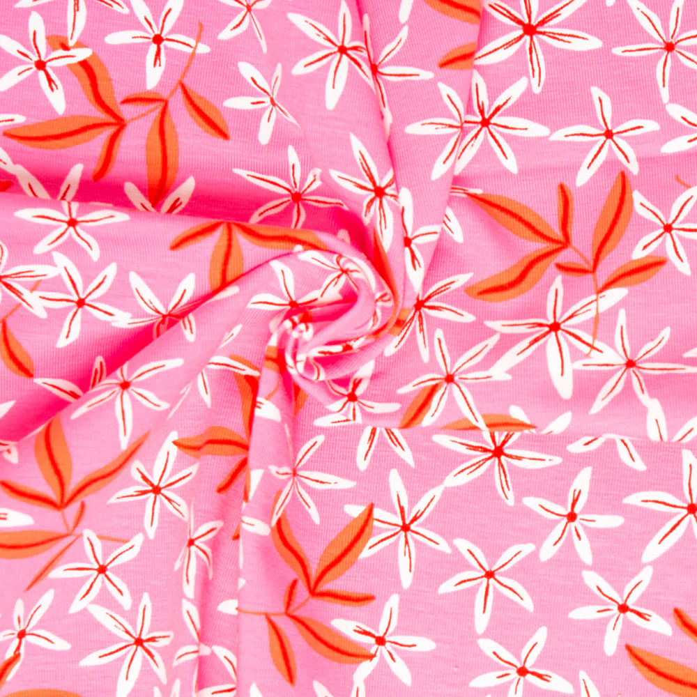 Cotton Lycra Knit Print - IMA-GINE F21 - Flowers - Pink - Image 2