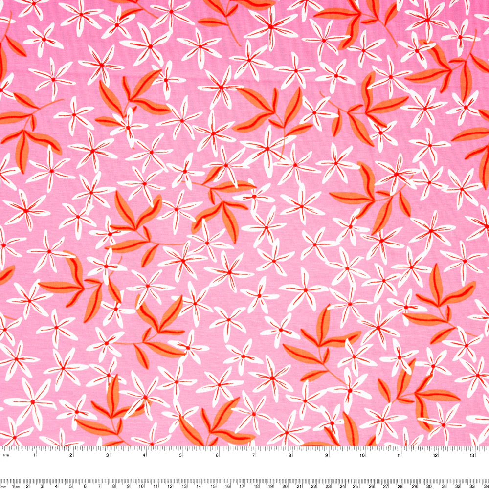 Cotton Lycra Knit Print - IMA-GINE F21 - Flowers - Pink - Image 3
