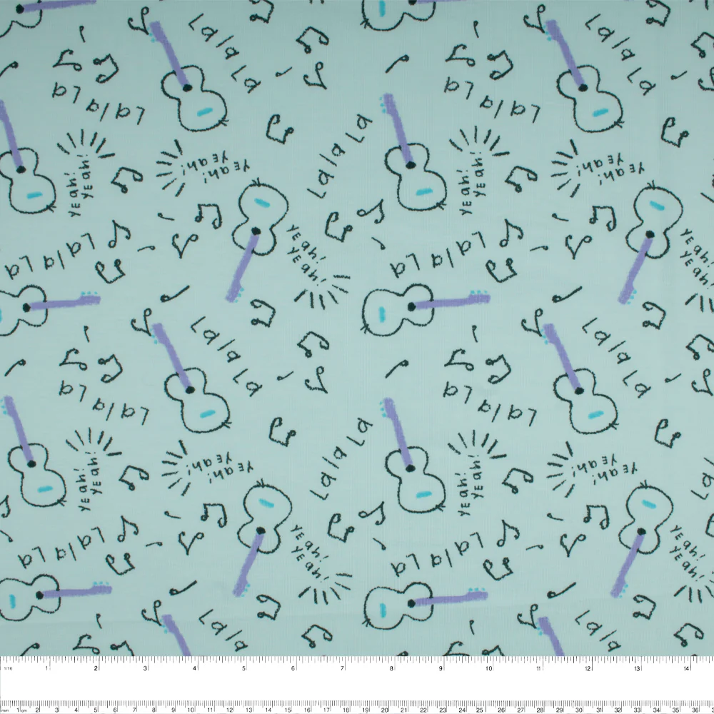 Cotton Lycra Knit Print - IMA-GINE F21 - Guitar - Blue - Image 3