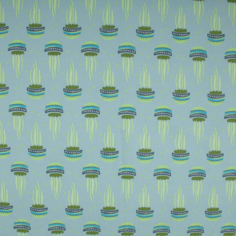 Cotton Lycra Knit Print - IMA-GINE F21 - Jellyfish - Blue