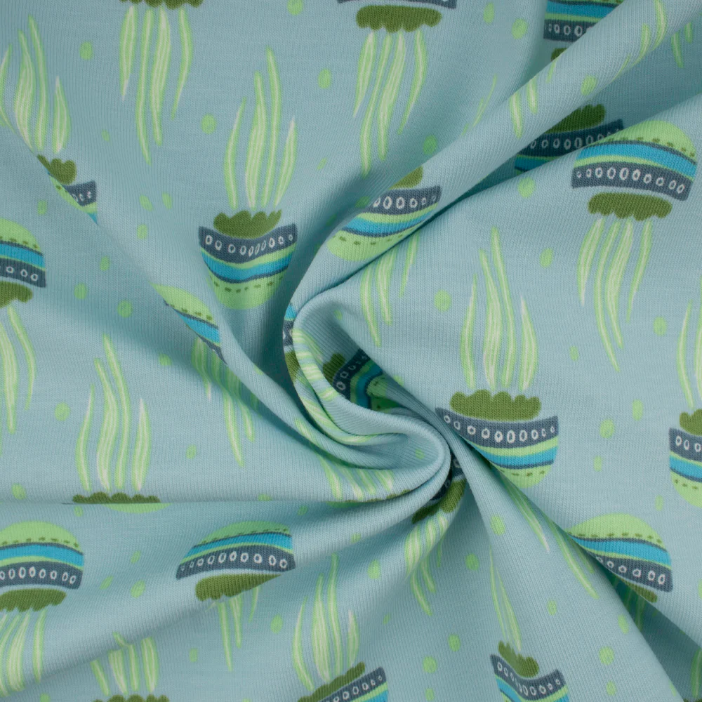 Cotton Lycra Knit Print - IMA-GINE F21 - Jellyfish - Blue - Image 2