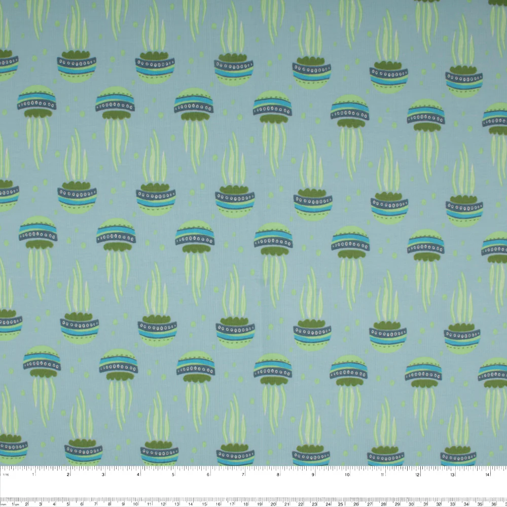 Cotton Lycra Knit Print - IMA-GINE F21 - Jellyfish - Blue - Image 3