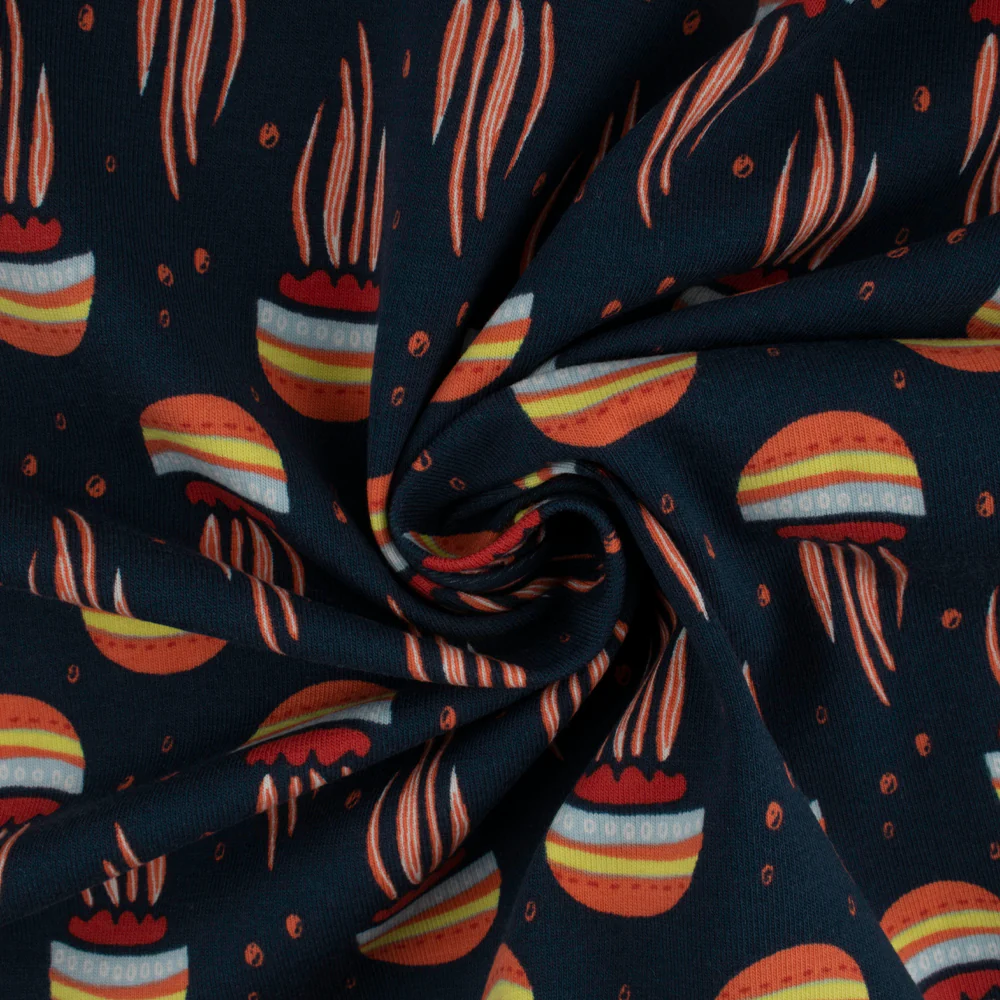 Cotton Lycra Knit Print - IMA-GINE F21 - Jellyfish - Navy - Image 2