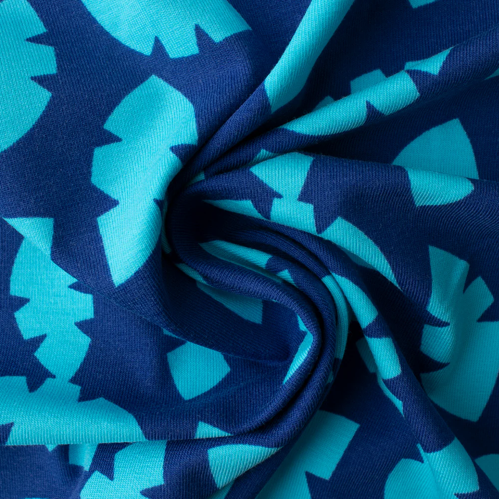 Cotton Lycra Knit Print - IMA-GINE F21 - Leafs - Royal blue - Image 2