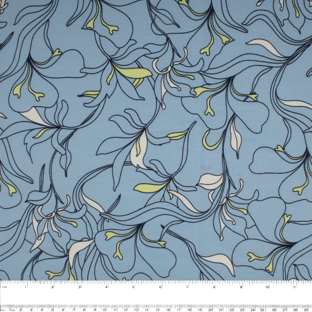 Cotton Lycra Knit Print - IMA-GINE F21 - Lily - Blue / Green - Image 3