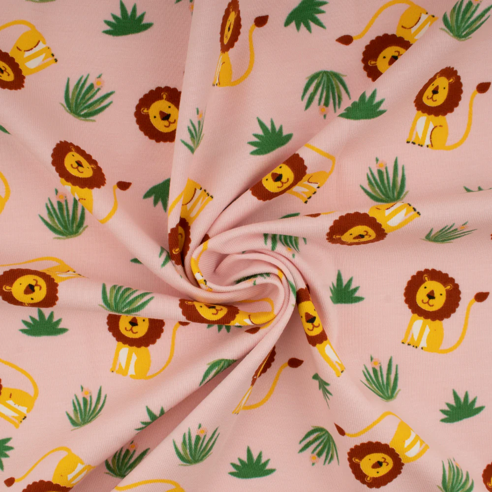 Cotton Lycra Knit Print - IMA-GINE F21 - Lions - Pink - Image 2