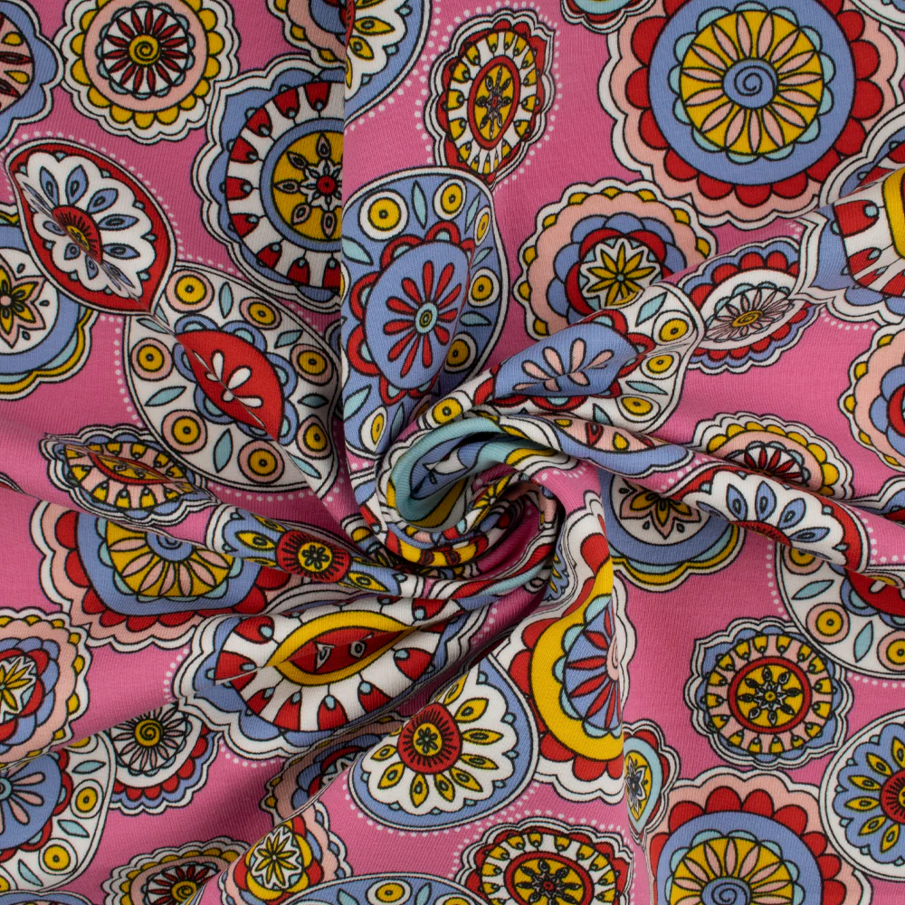 Cotton Lycra Knit Print - IMA-GINE F21 - Mandalas - Pink - Image 2